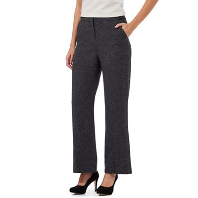 Grey wide leg textured petite trousers